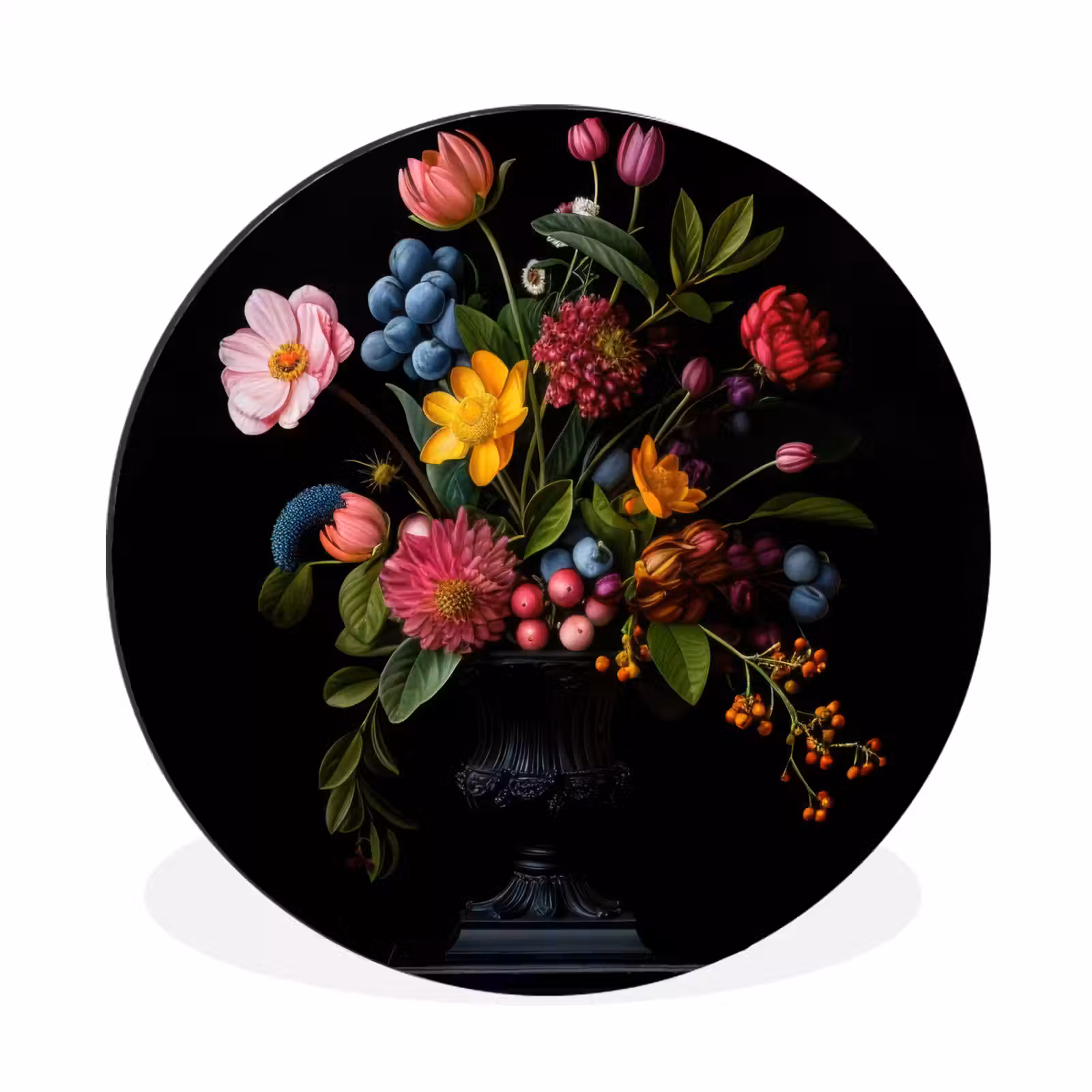 Wandcirkel - Aluminium - Bloemen - Vrolijk - Vaas — 1