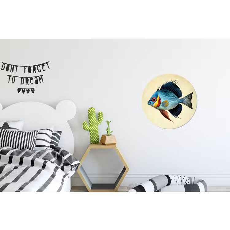 Wandcirkel - Aluminium - Blauw - Kieuwen - Vis - Illustratie — 5