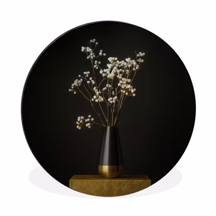 Wandcirkel - Aluminium - Bloembollen - Wit - Vaas - Minimalistisch — 1