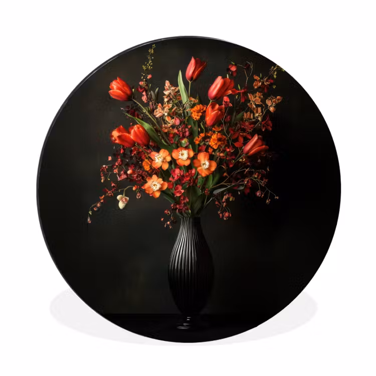 Wandcirkel - Aluminium - Bloemen - Takken - Boeket — 1