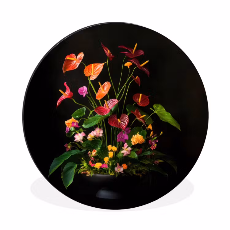 Wandcirkel - Aluminium - Bloemen - Vaas - Kleurrijk — 1