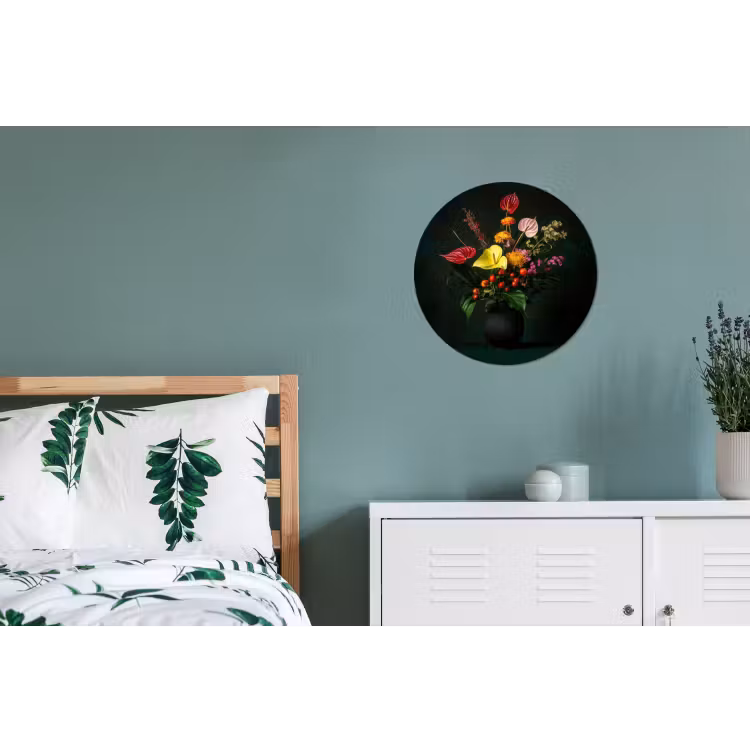 Wandcirkel - Aluminium - Bloemen - Vaas - Zwart — 4