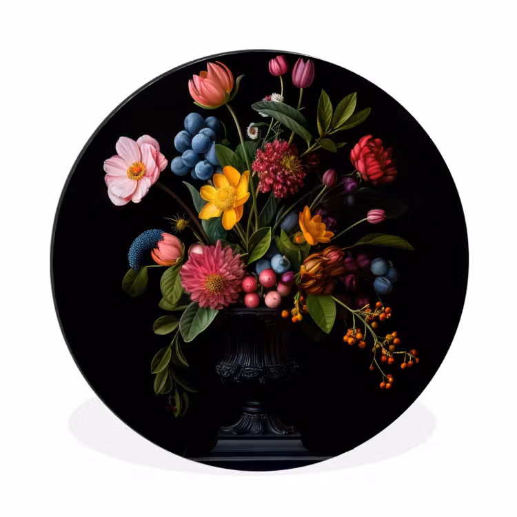 Wandcirkel - Aluminium - Bloemen - Vrolijk - Vaas — 1