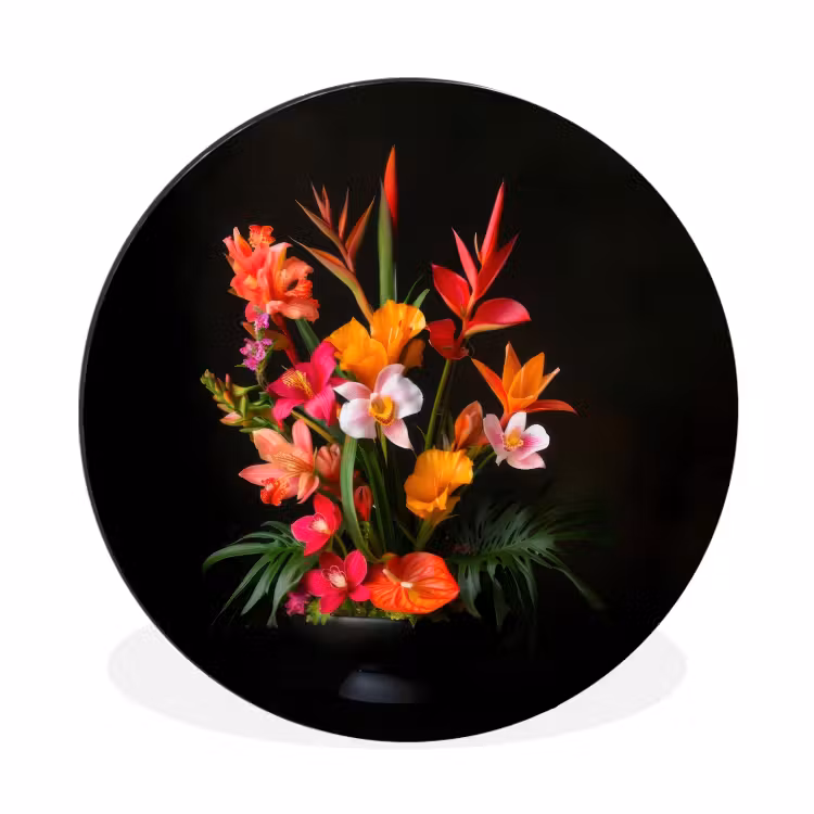 Wandcirkel - Aluminium - Boeket - Bloemen - Exotisch — 1