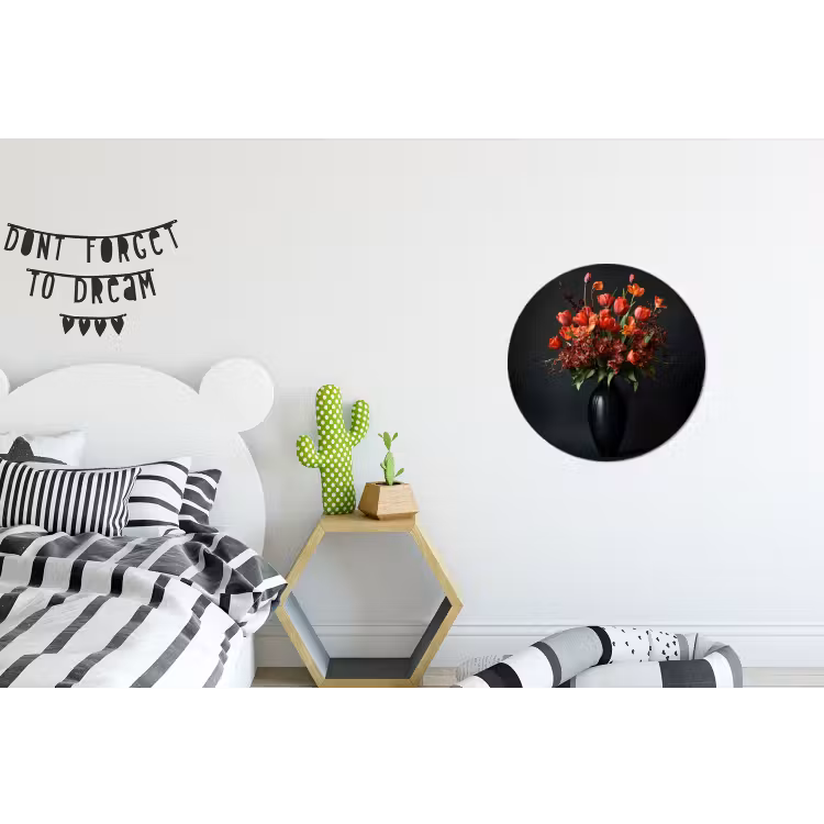 Wandcirkel - Aluminium - Boeket - Tulpen - Vaas - Rood — 5