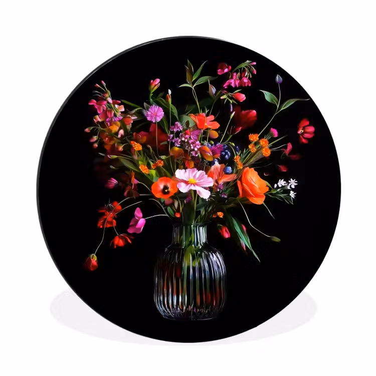 Wandcirkel - Aluminium - Boeket - Veldbloemen - Vaas — 1