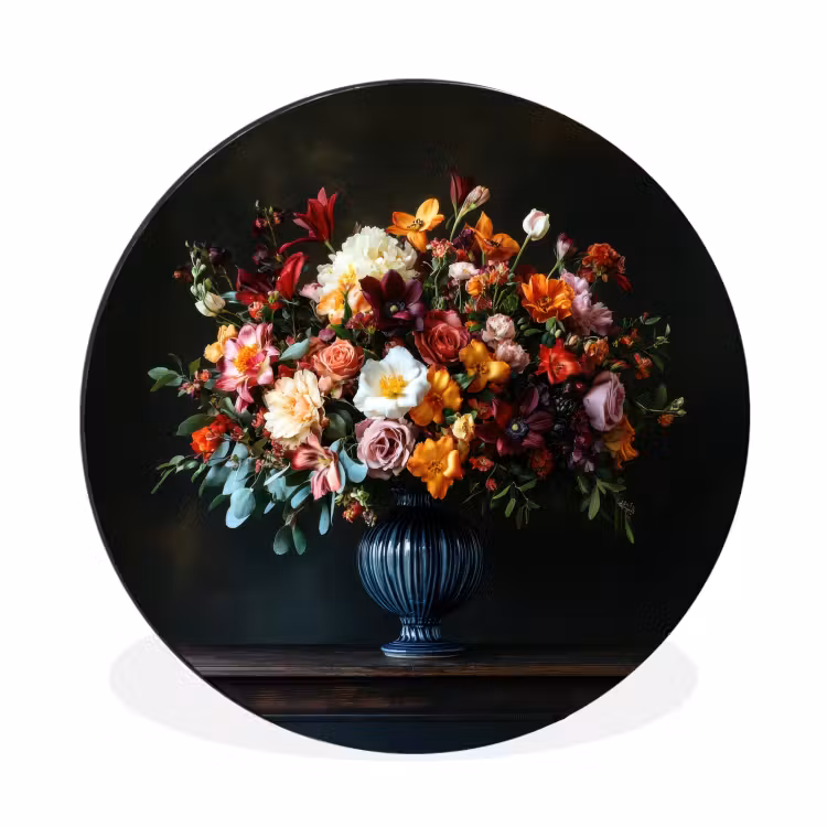 Wandcirkel - Aluminium - Groot - Bloemen - Vaas - Boeket — 1