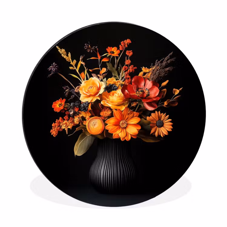 Wandcirkel - Aluminium - Herfst - Boeket - Oranje — 1