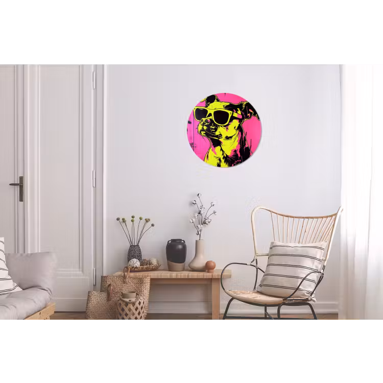 Wandcirkel - Aluminium - Hond - Zonnebril - Roze - Art — 2