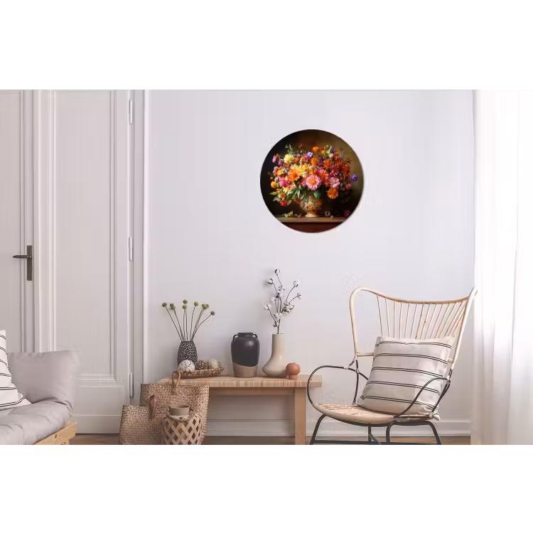 Wandcirkel - Aluminium - Kleuren - Boeket - Vaas - Hout — 2