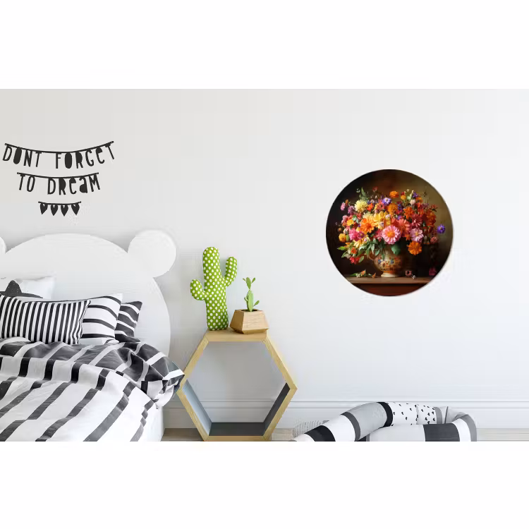 Wandcirkel - Aluminium - Kleuren - Boeket - Vaas - Hout — 5