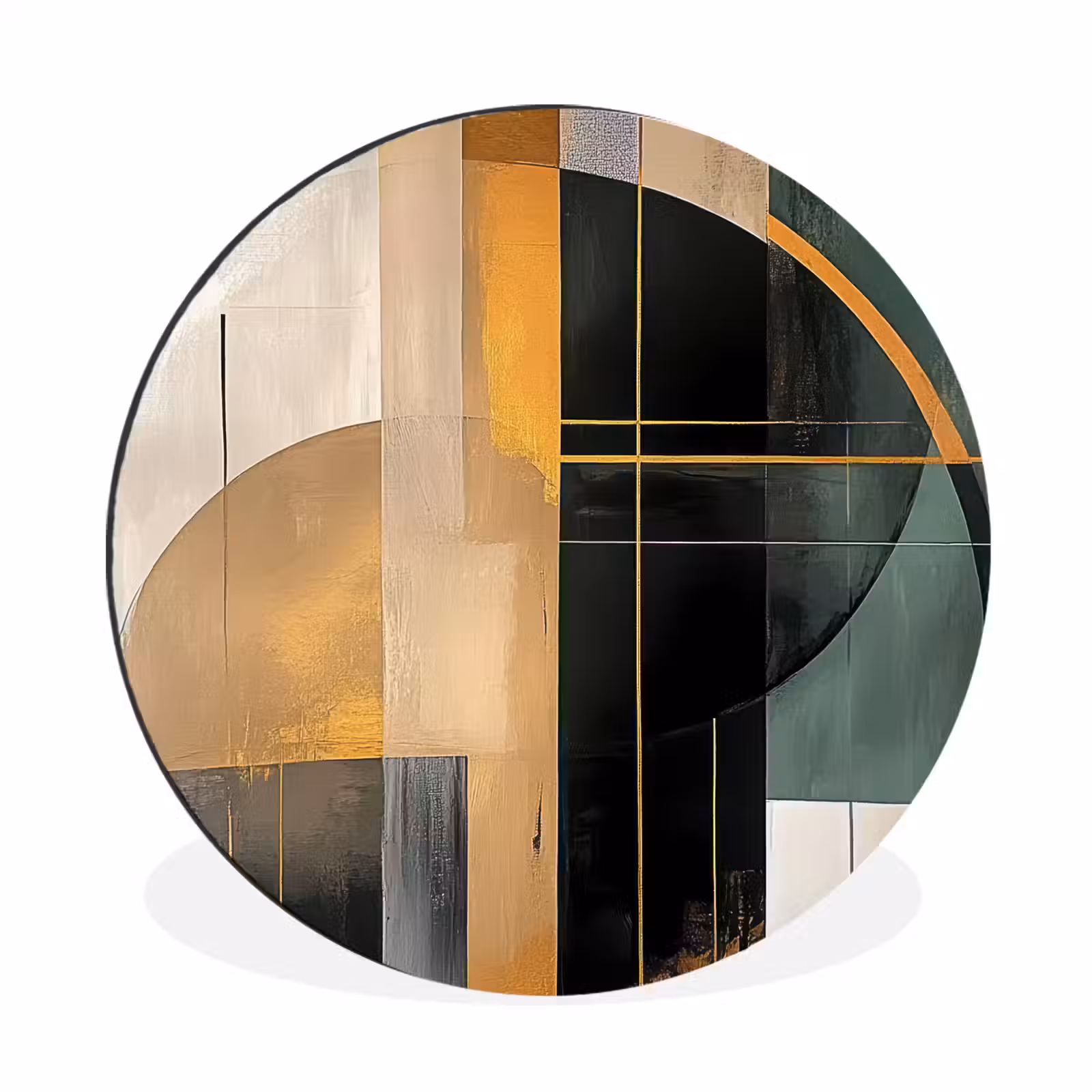 Wandcirkel - Aluminium - Abstract - Goud - Brons - Groen - Vormen - Modern — 1