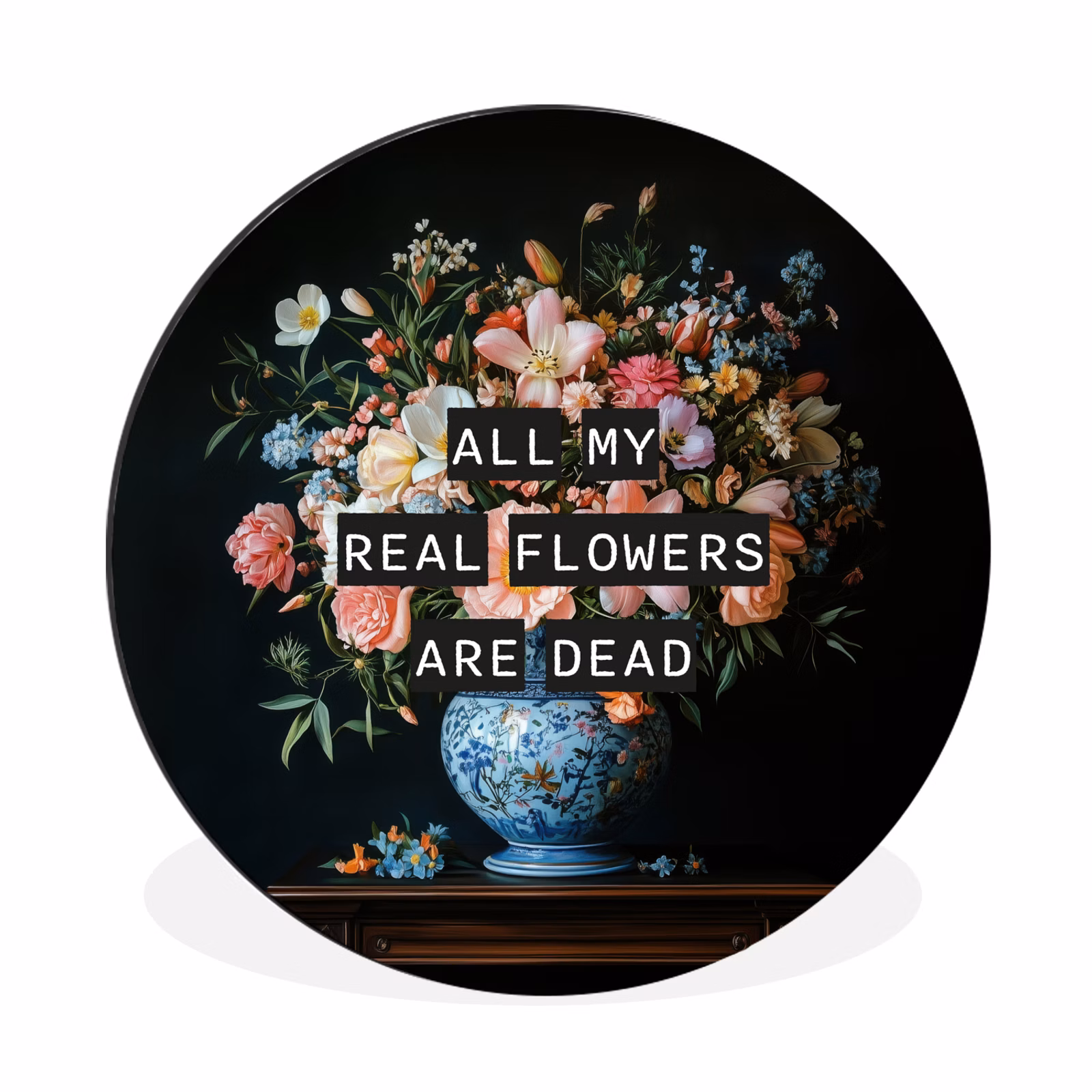 Wandcirkel - Aluminium - Bloemen - Art - Pastel - Quotes — 1