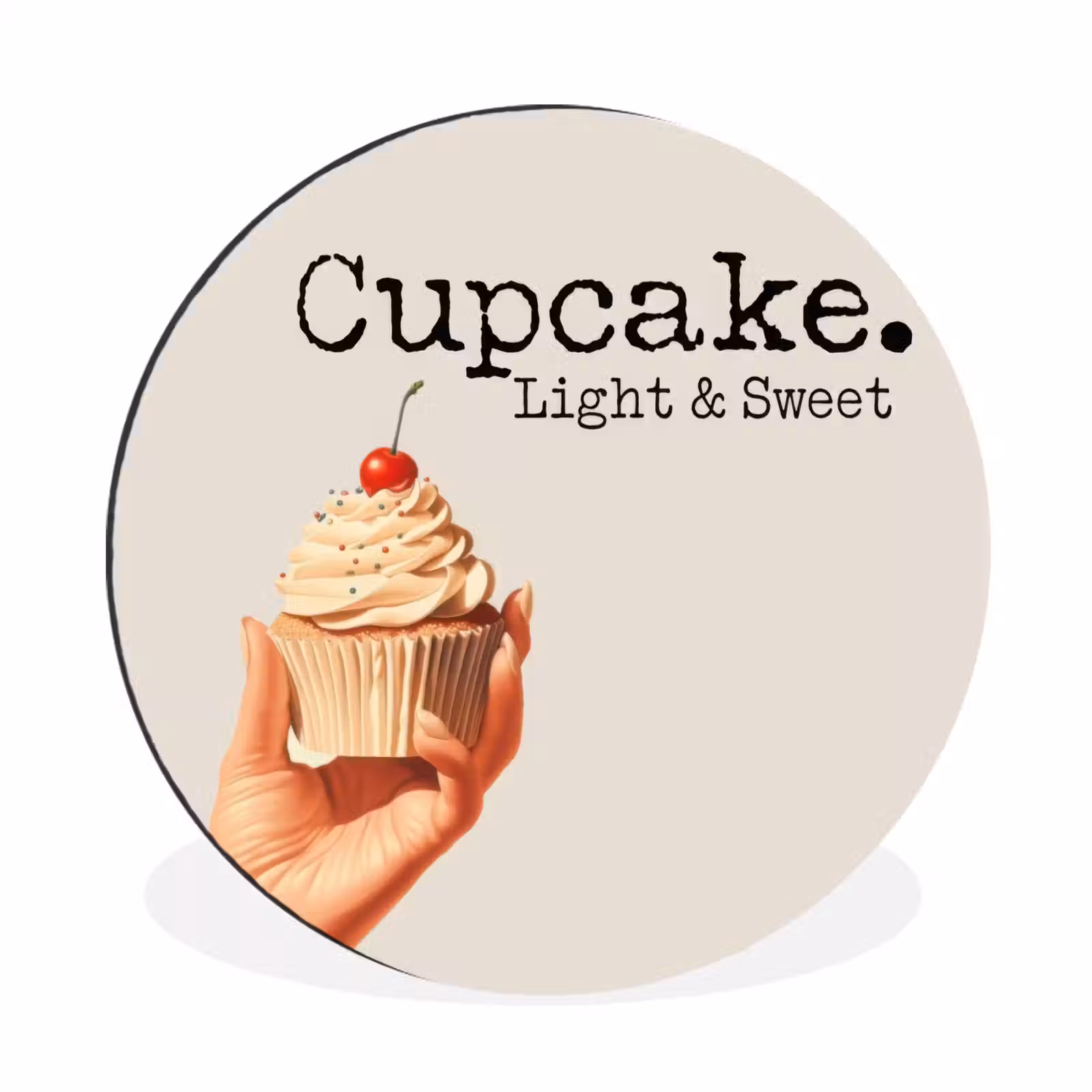 Wandcirkel - Aluminium - Cupcake - Zoet - Kers — 1
