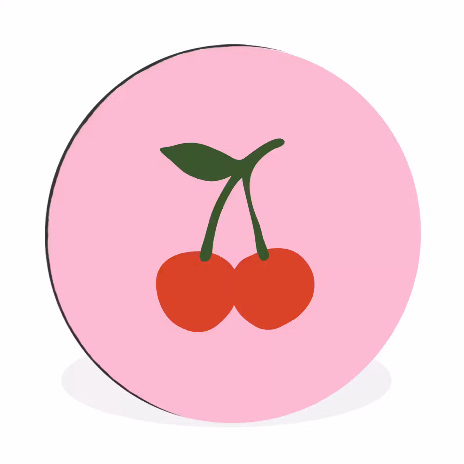 Wandcirkel - Aluminium - Kersen - Roze - Illustratie — 1