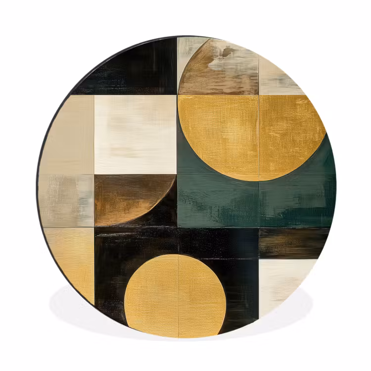 Wandcirkel - Aluminium - Abstract - Goud - Brons - Vormen - Geometrisch — 1