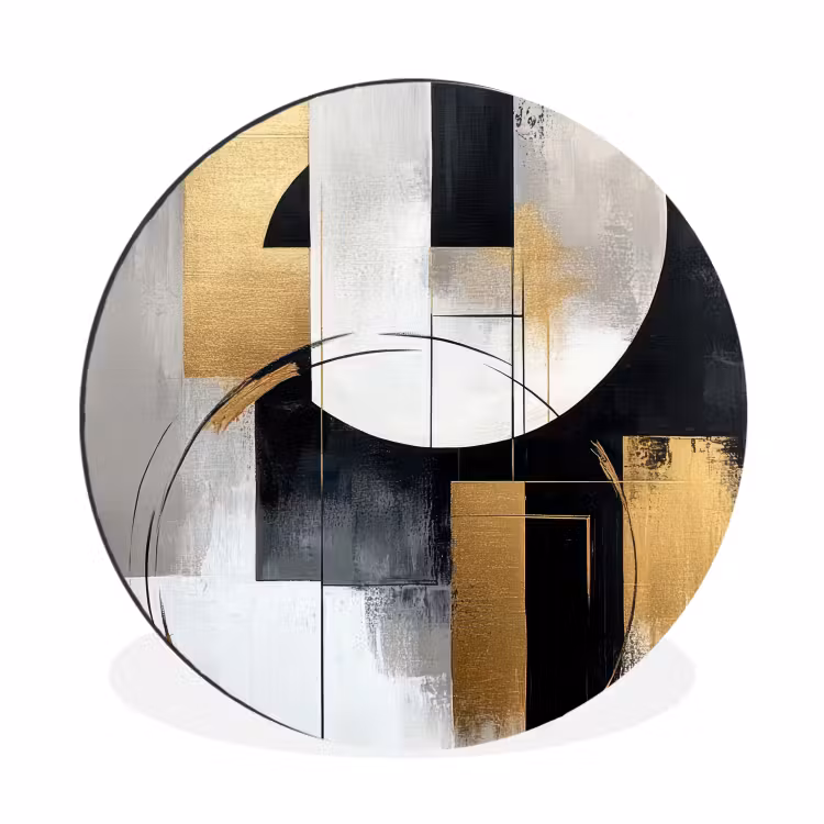 Wandcirkel - Aluminium - Abstract - Goud - Zilver - Vormen - Aesthetic — 1
