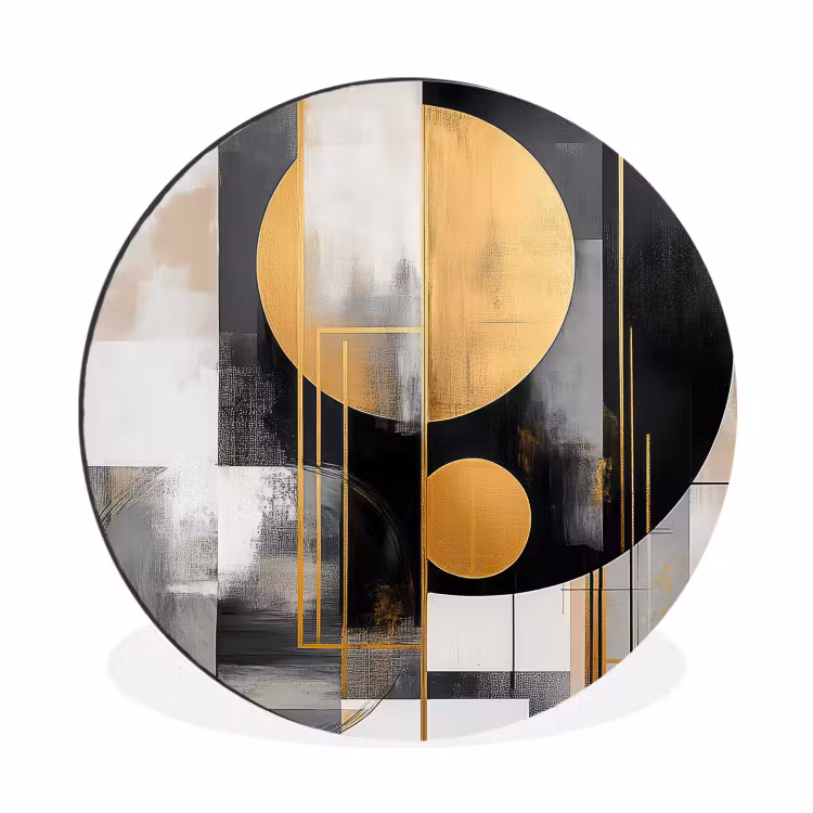 Wandcirkel - Aluminium - Abstract - Goud - Zilver - Vormen - Aesthetic - Modern — 1