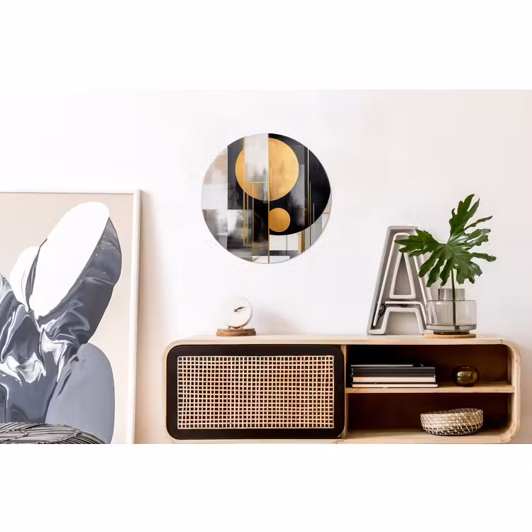 Wandcirkel - Aluminium - Abstract - Goud - Zilver - Vormen - Aesthetic - Modern — 3