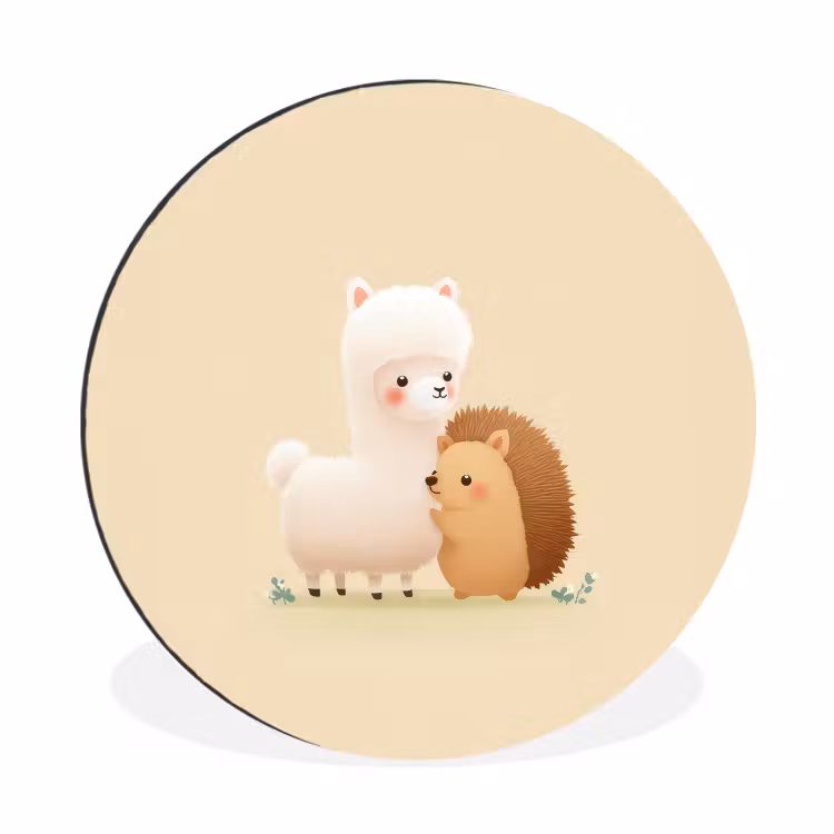 Wandcirkel - Aluminium - Alpaca - Egel - Bruin - Knuffelen — 1