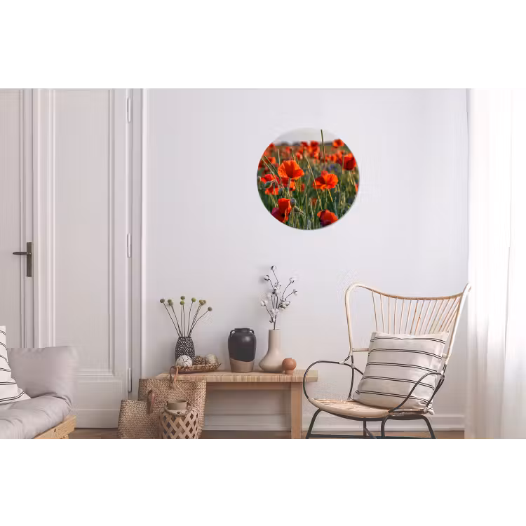 Wandcirkel - Aluminium - Bloemen - Klaprozen - Natuur - Rood — 2