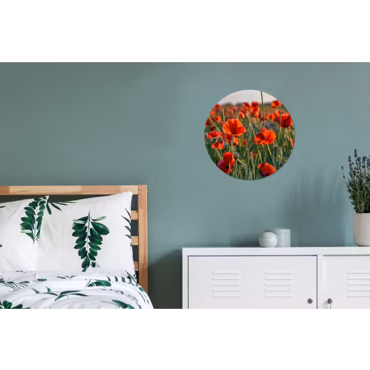 Wandcirkel - Aluminium - Bloemen - Klaprozen - Natuur - Rood — 4