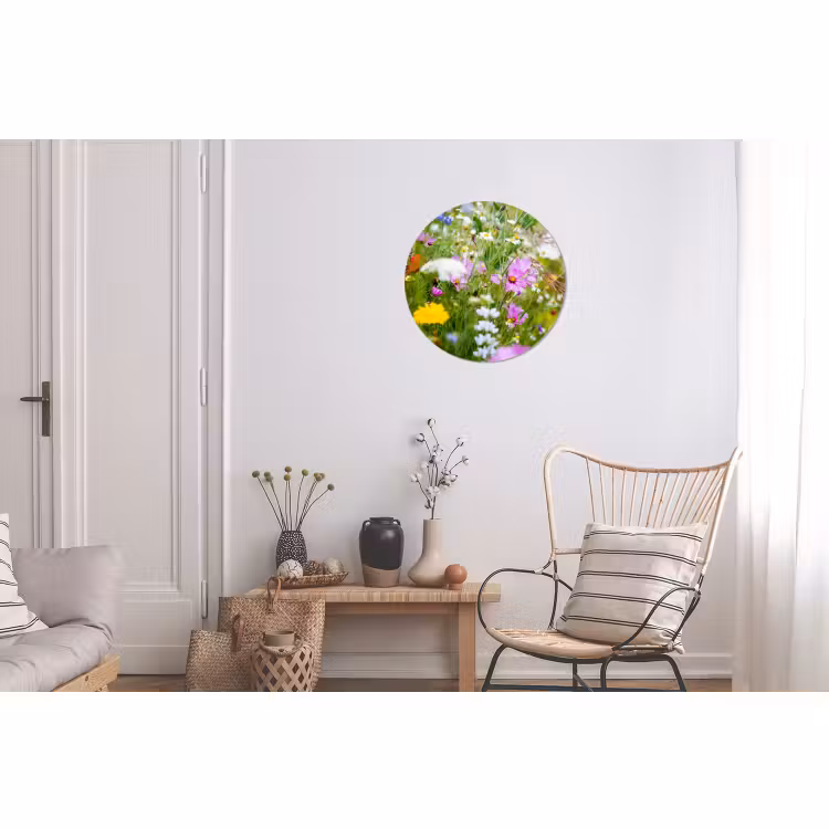 Wandcirkel - Aluminium - Bloemen - Natuur - Groen - Gras - Paars - Wit — 2