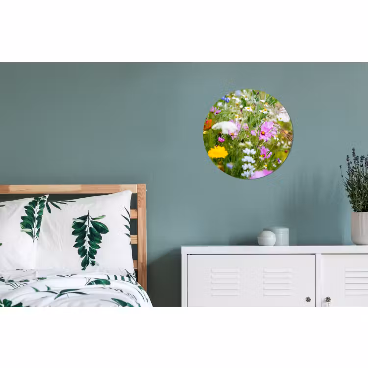 Wandcirkel - Aluminium - Bloemen - Natuur - Groen - Gras - Paars - Wit — 4
