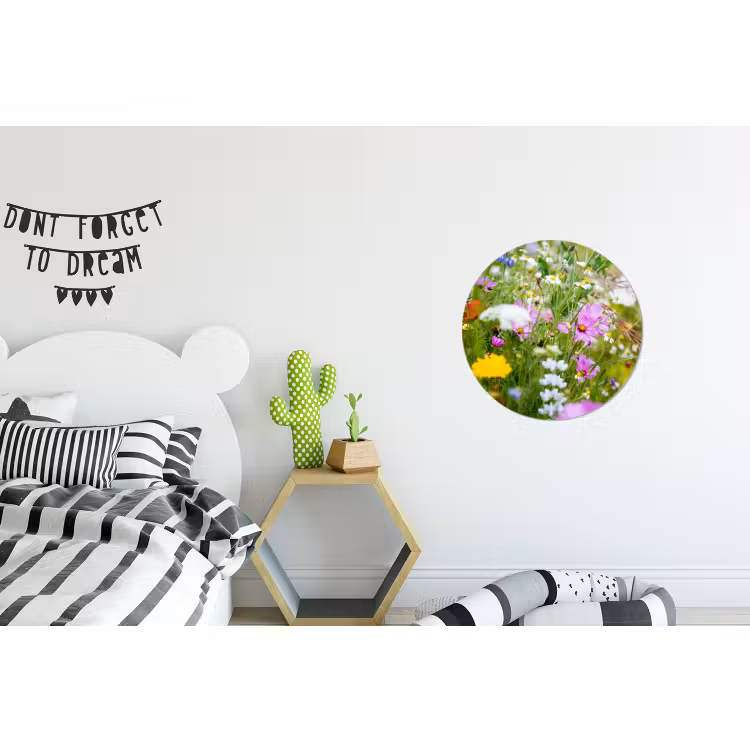 Wandcirkel - Aluminium - Bloemen - Natuur - Groen - Gras - Paars - Wit — 5