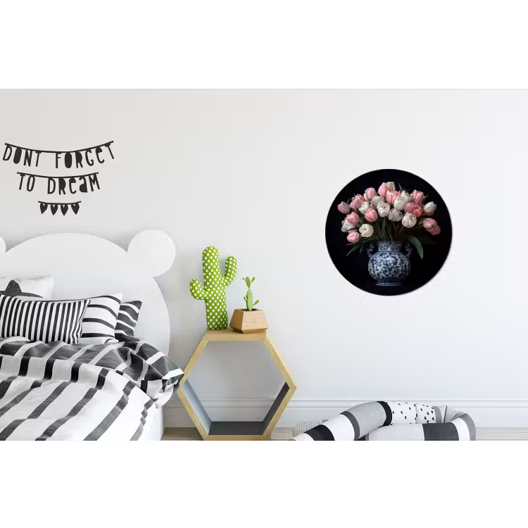 Wandcirkel - Aluminium - Bloemen - Roze - Tulpen - Vaas — 5