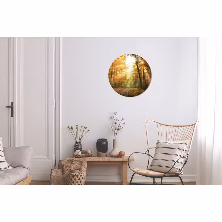 Wandcirkel - Aluminium - Bos - Herfst - Zon - Landschap - Natuur - Bomen - Bladeren — 2
