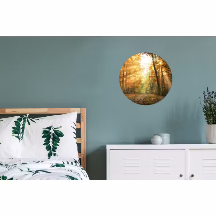 Wandcirkel - Aluminium - Bos - Herfst - Zon - Landschap - Natuur - Bomen - Bladeren — 4