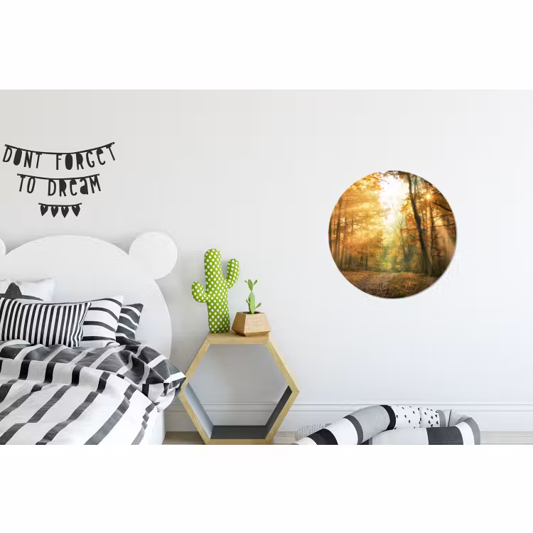 Wandcirkel - Aluminium - Bos - Herfst - Zon - Landschap - Natuur - Bomen - Bladeren — 5
