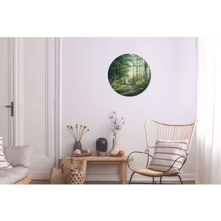 Wandcirkel - Aluminium - Bos - Pad - Zon - Bomen - Groen - Natuur — 2
