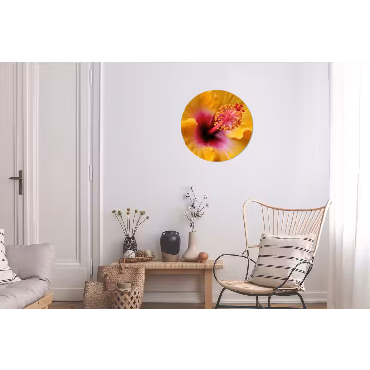 Wandcirkel - Aluminium - Geel - Hibiscus - Tropisch — 2
