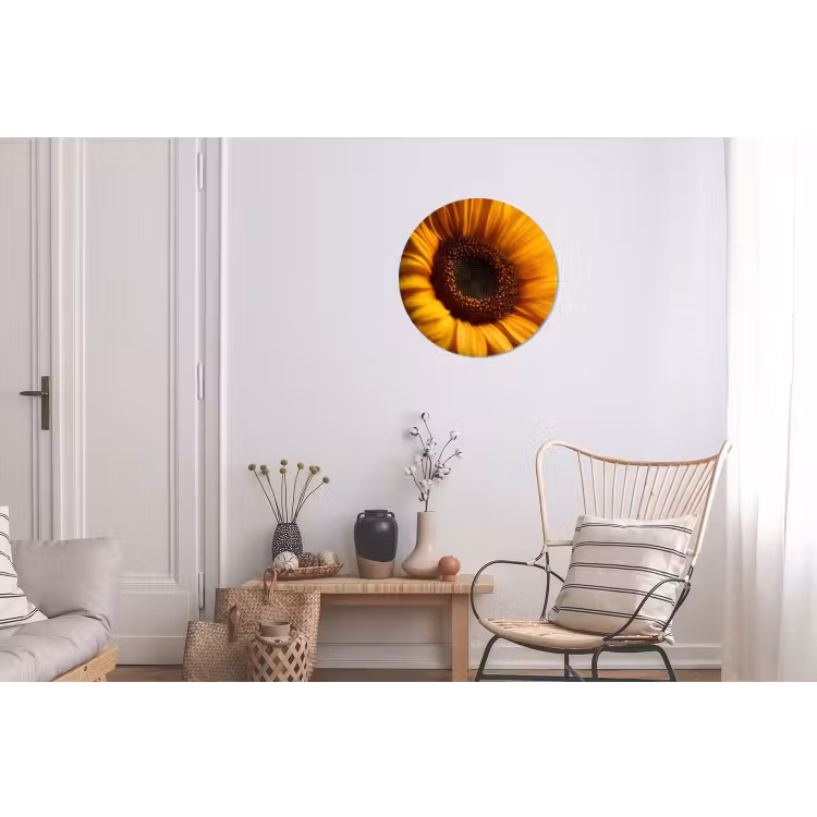 Wandcirkel - Aluminium - Geel - Zonnebloem - Zomers — 2