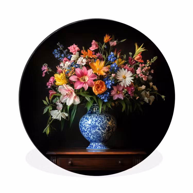 Wandcirkel - Aluminium - Kleur - Vaas - Bloemen - Boeket — 1