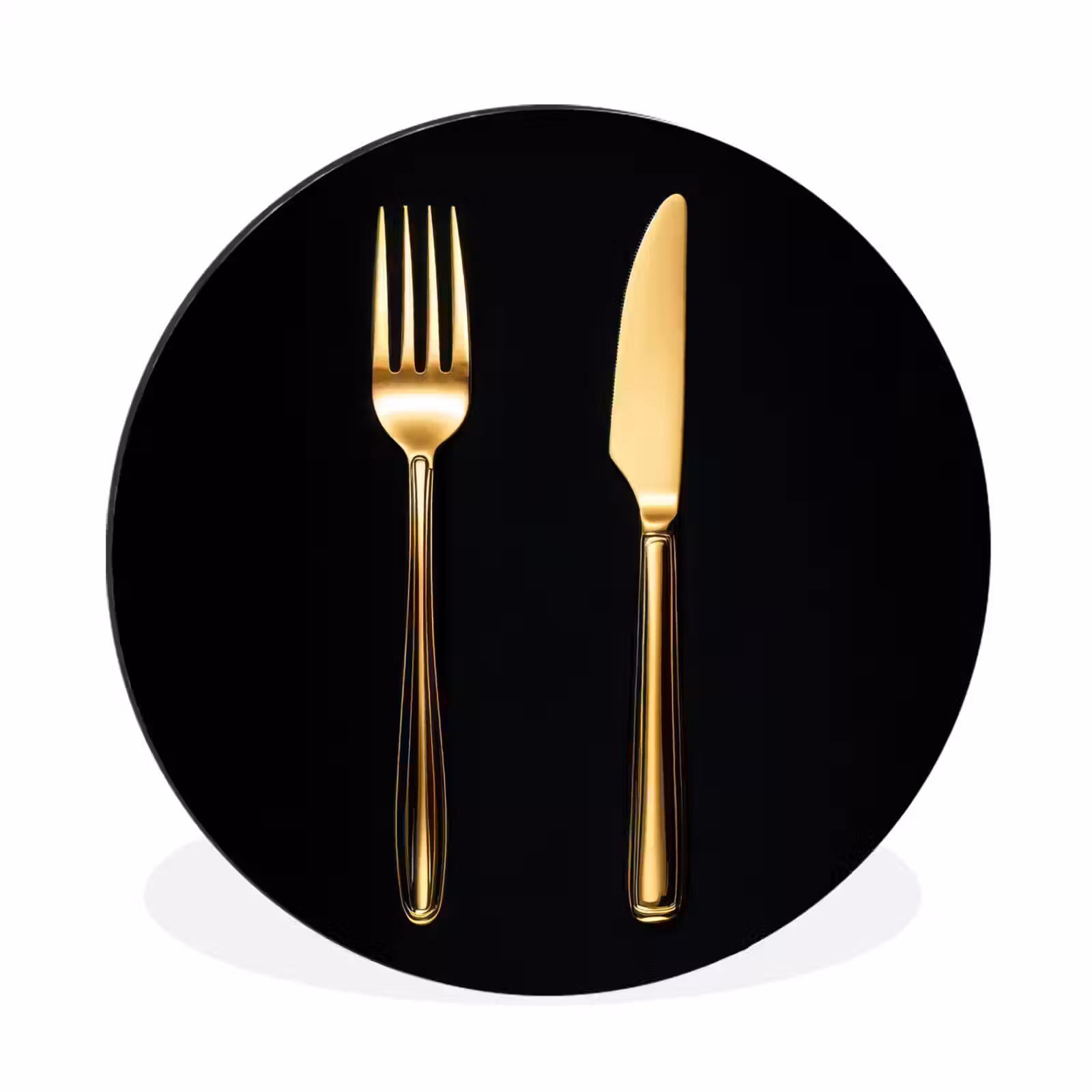 Wandcirkel - Aluminium - Bestek - Goud - Mes - Vork — 1