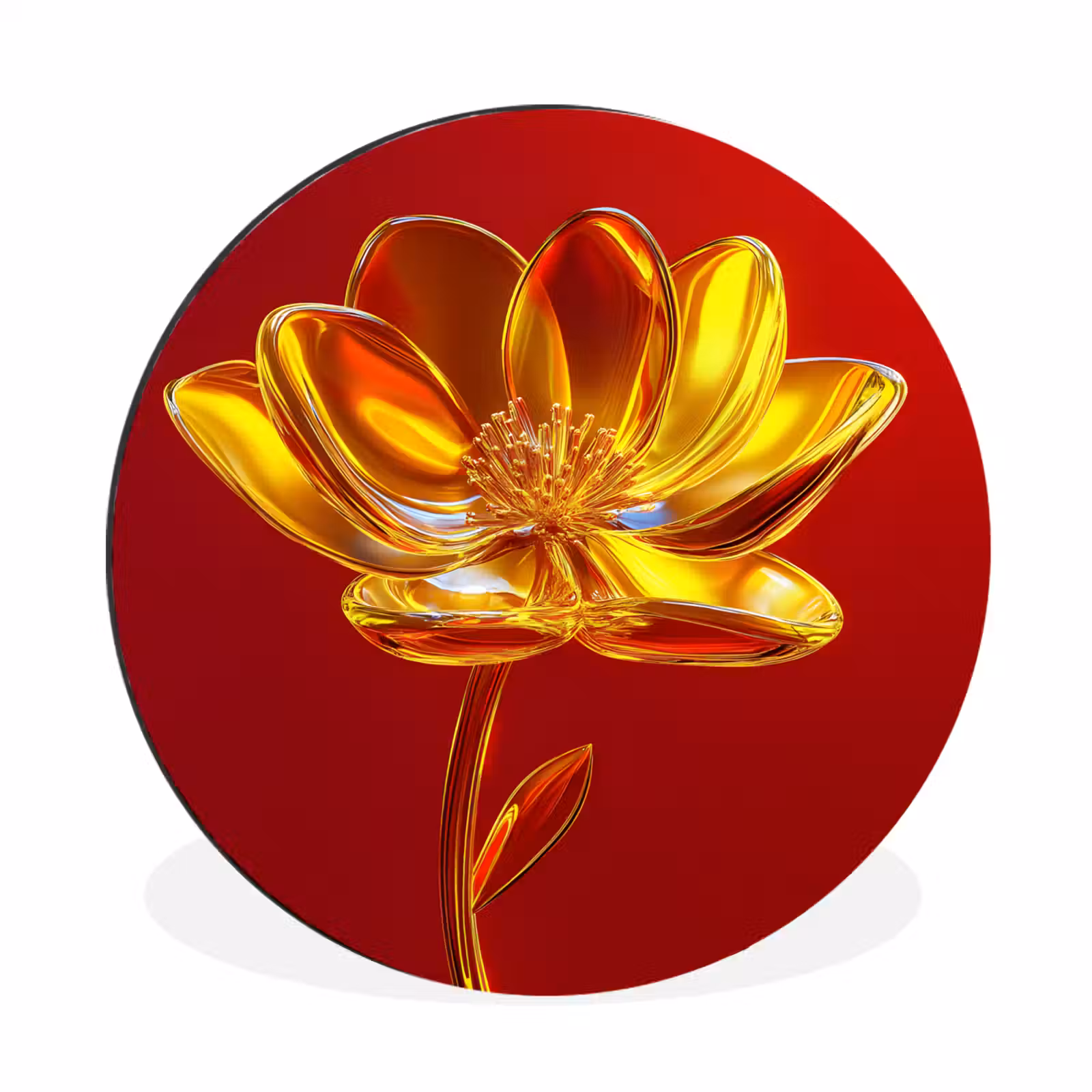 Wandcirkel - Aluminium - Bloem - Goud - Glazen — 1