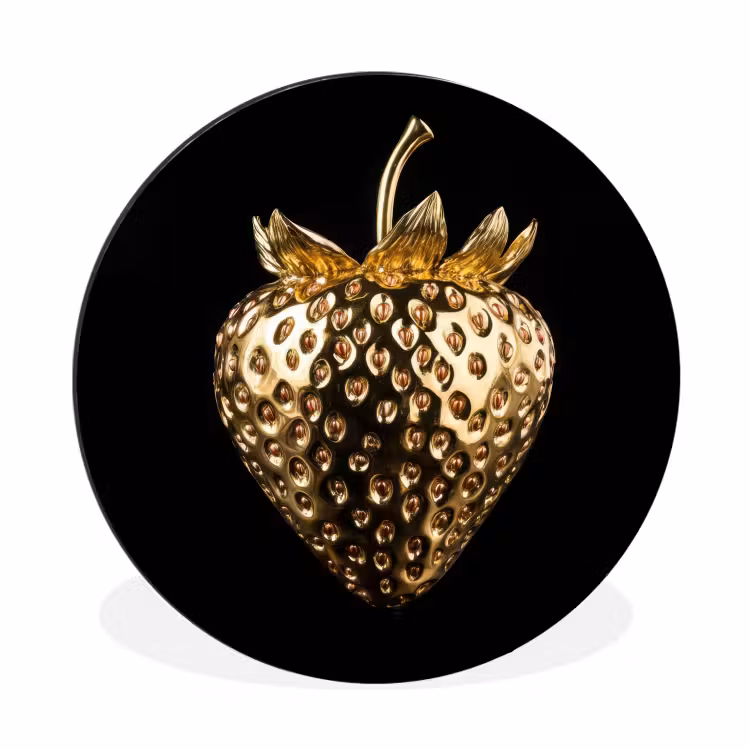 Wandcirkel - Aluminium - Aardbei - Goud - Zwart - Chrome — 1