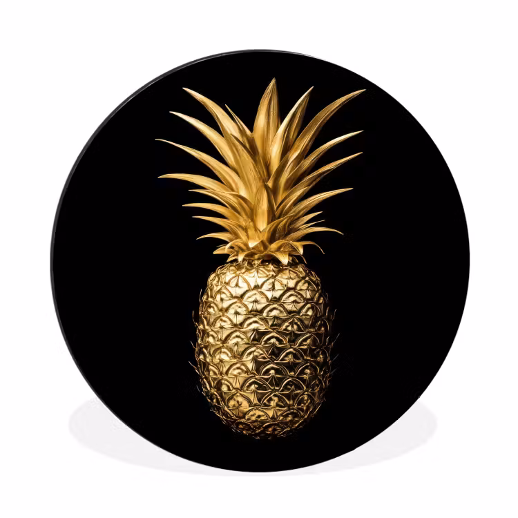 Wandcirkel - Aluminium - Ananas - Zwart - Goud - Luxe — 1