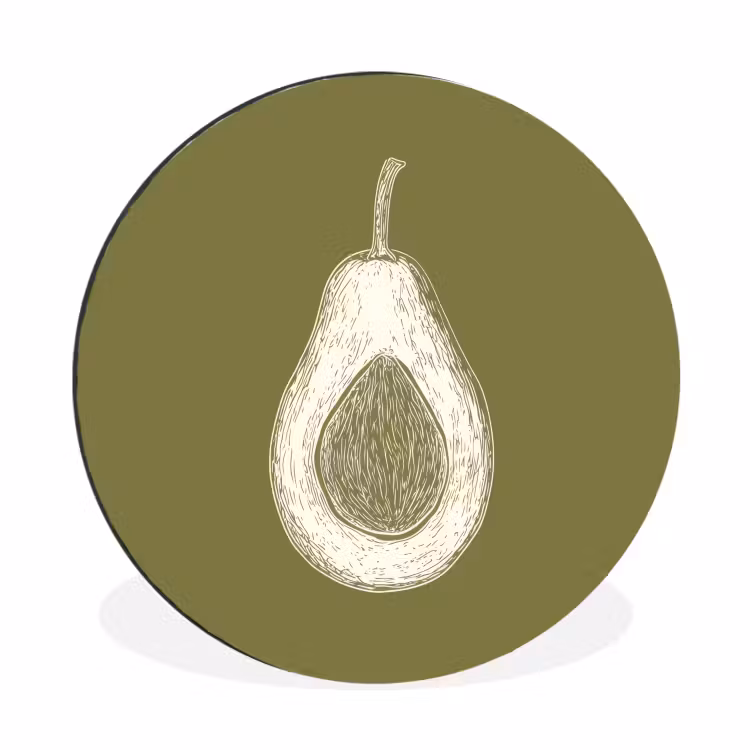 Wandcirkel - Aluminium - Avocado - Minimalistisch - Illustratie - Groen — 1