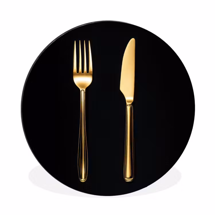 Wandcirkel - Aluminium - Bestek - Goud - Mes - Vork — 1
