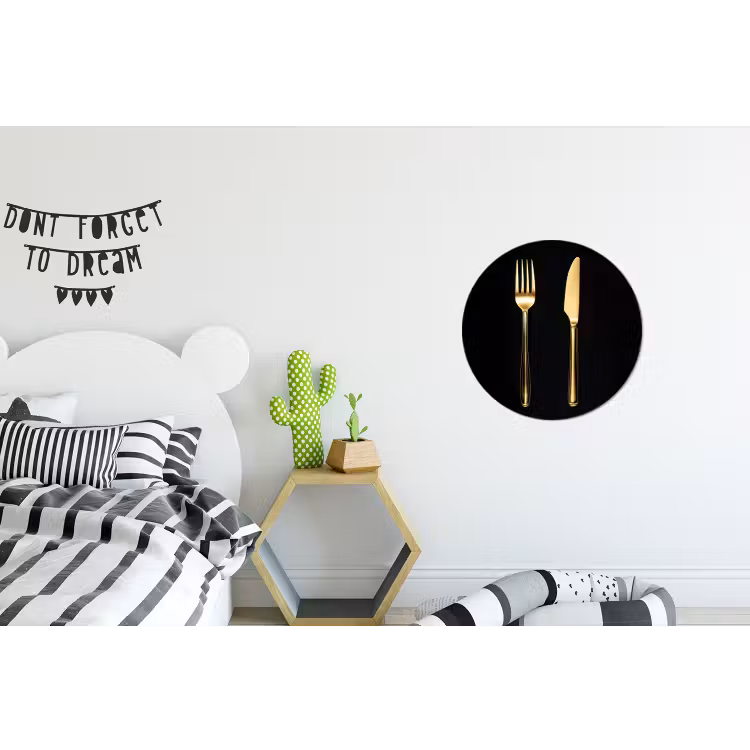Wandcirkel - Aluminium - Bestek - Goud - Mes - Vork — 5