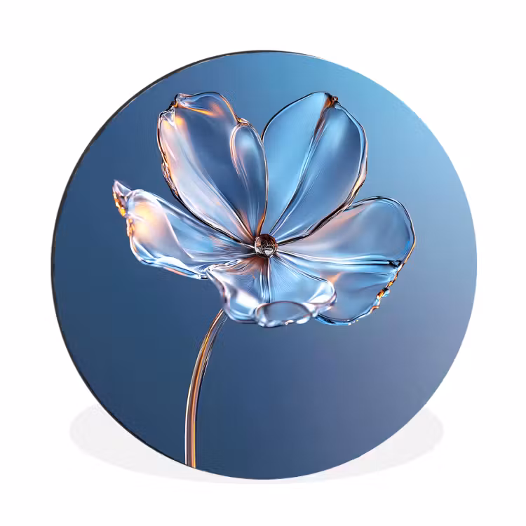 Wandcirkel - Aluminium - Blauw - Bloem - Glazen - Sierlijk — 1