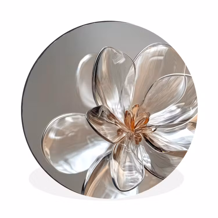 Wandcirkel - Aluminium - Bloem - Glazen - Doorzichtig — 1