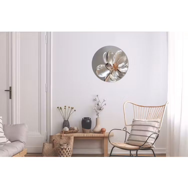 Wandcirkel - Aluminium - Bloem - Glazen - Doorzichtig — 2