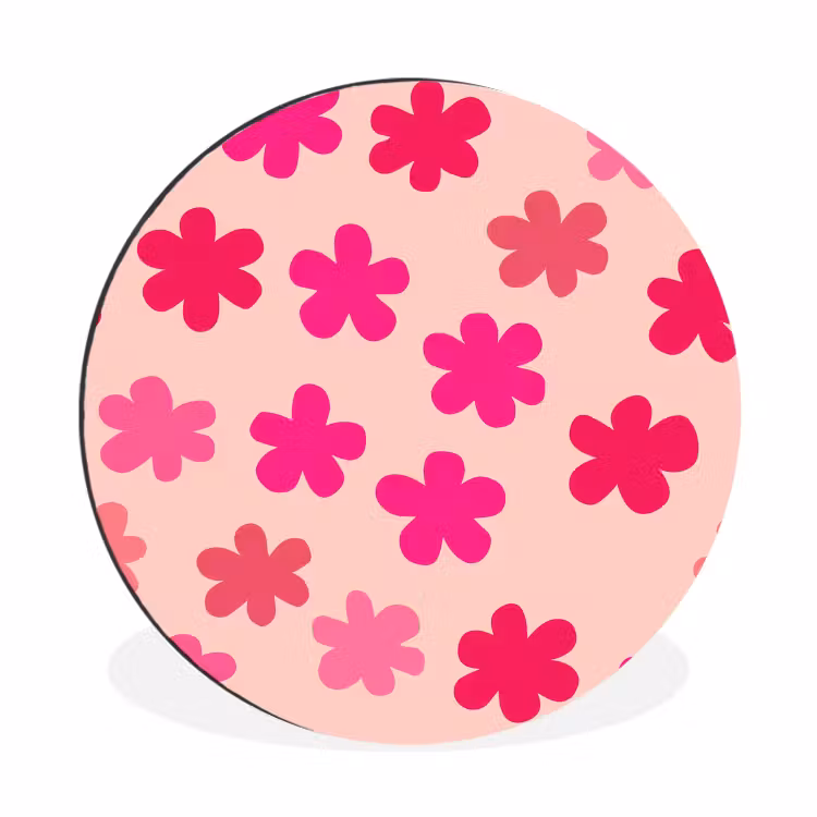 Wandcirkel - Aluminium - Bloemen - Patroon - Roze — 1