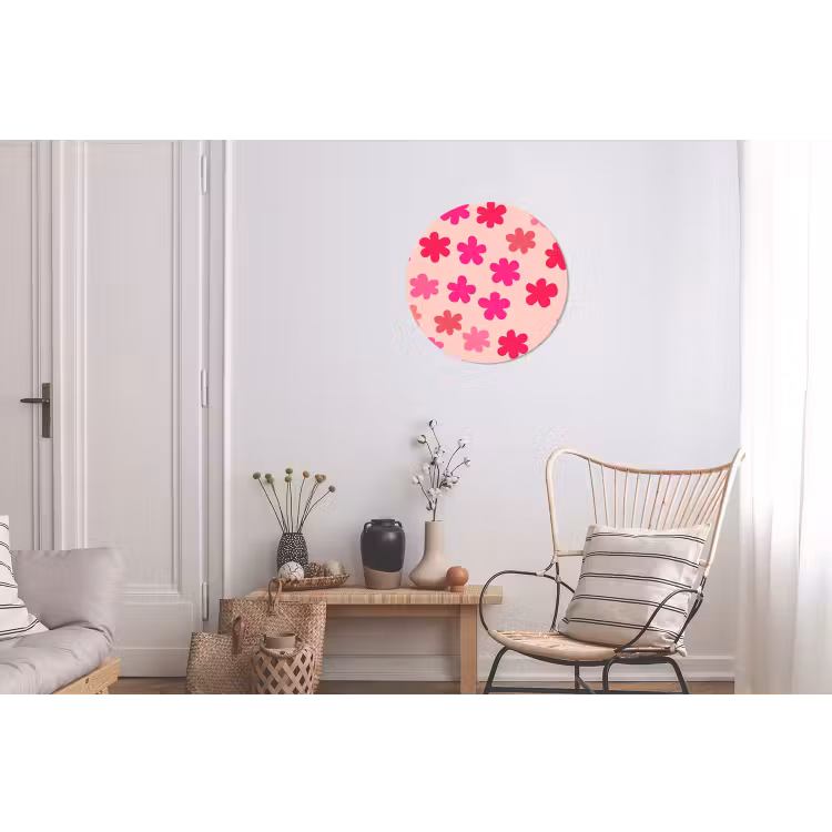 Wandcirkel - Aluminium - Bloemen - Patroon - Roze — 2