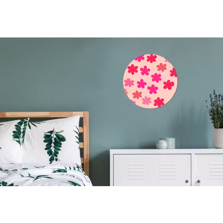 Wandcirkel - Aluminium - Bloemen - Patroon - Roze — 4